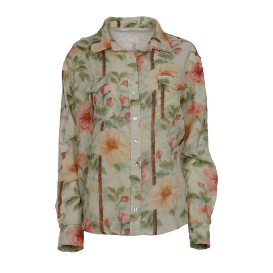 Dapplebay Vintage Floral Breezy Button Up Top