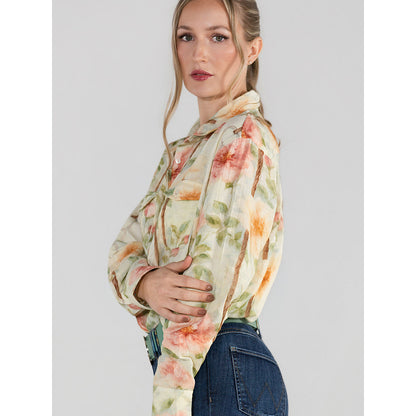 Dapplebay Vintage Floral Breezy Button Up Top