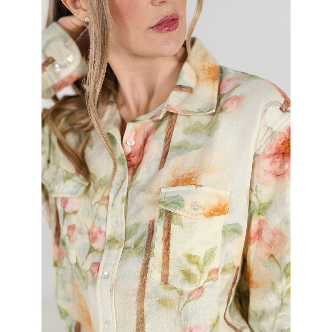 Dapplebay Vintage Floral Breezy Button Up Top