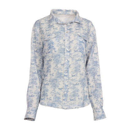 Dapplebay Equestrian Toile Breezy Button Up Top