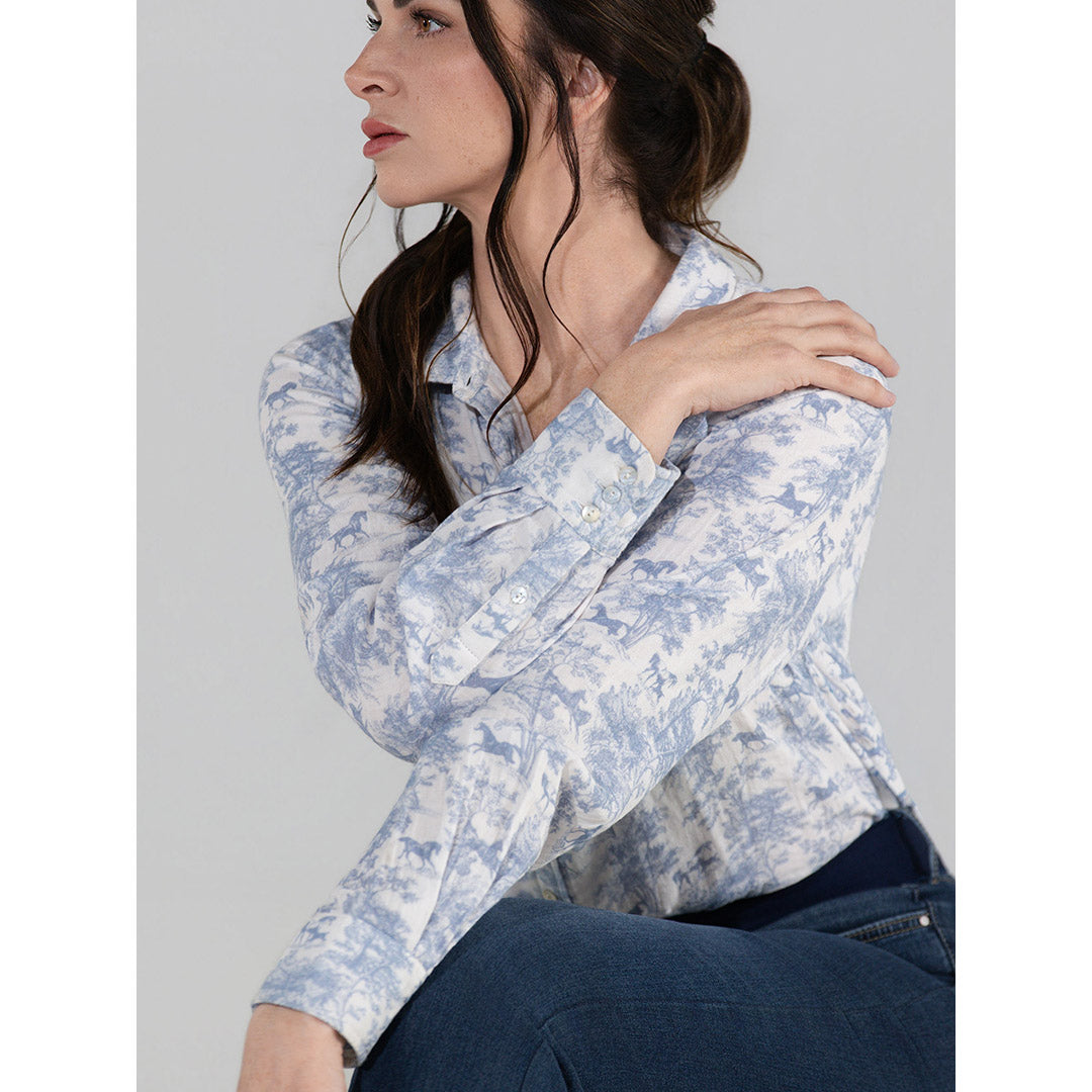 Dapplebay Equestrian Toile Breezy Button Up Top