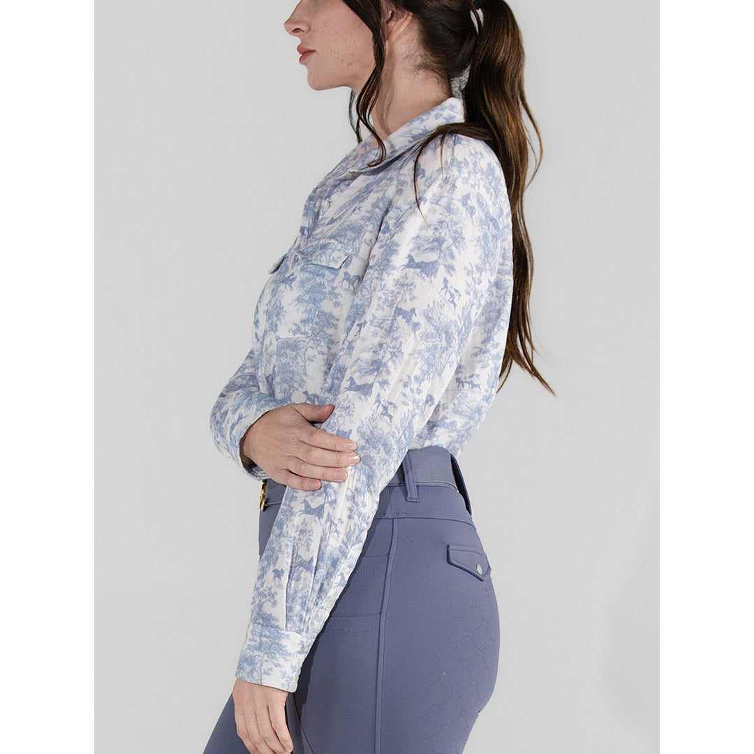 Dapplebay Equestrian Toile Breezy Button Up Top