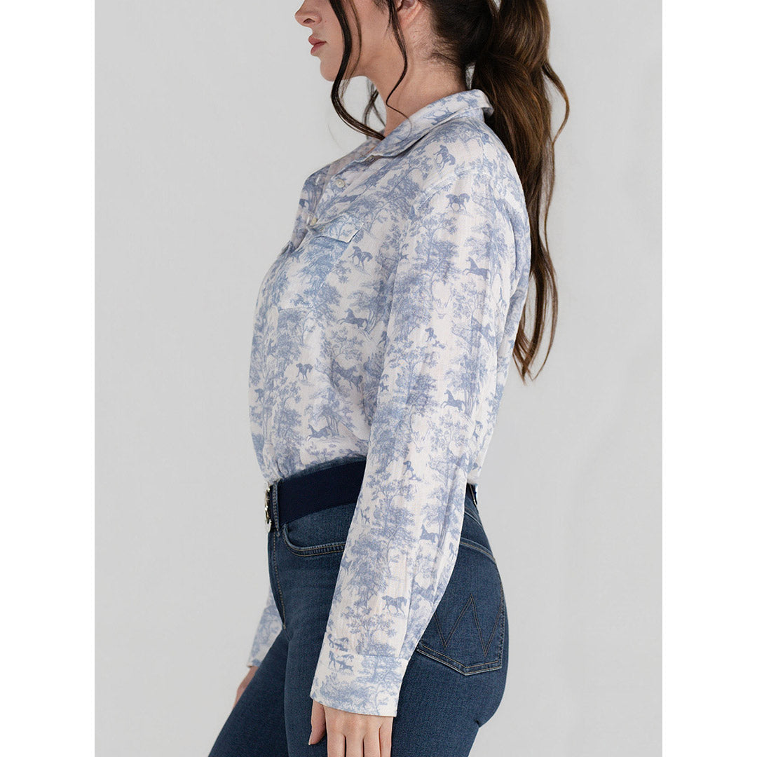 Dapplebay Equestrian Toile Breezy Button Up Top