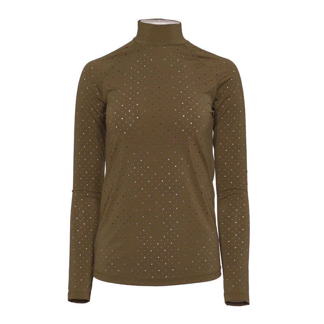 Dapplebay Aircut Mock Neck LS Top-Chocolate
