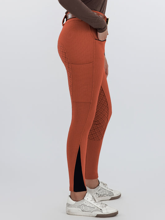 Dapplebay Pro Ribbed Silicone Full Seat Breeches-Rust