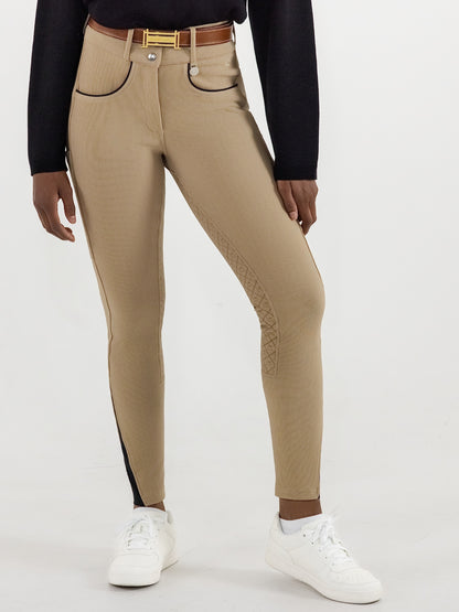 Dapplebay Pro Ribbed Silicone Full Seat Breeches-Heritage Tan