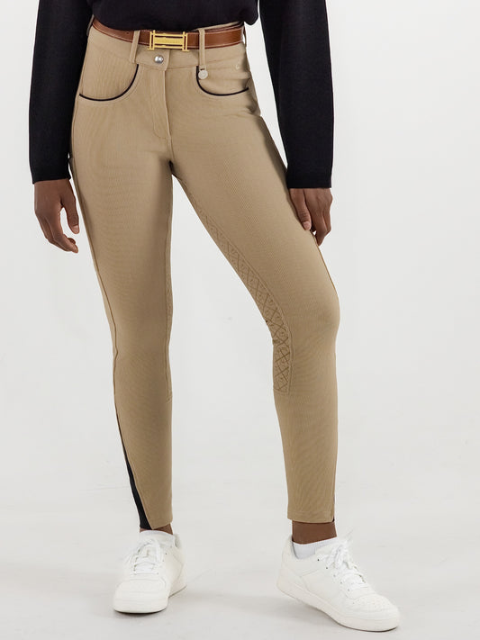 Dapplebay Pro Ribbed Silicone Full Seat Breeches-Heritage Tan