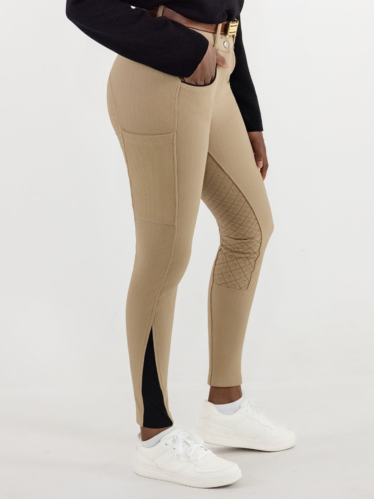 Dapplebay Pro Ribbed Silicone Full Seat Breeches-Heritage Tan