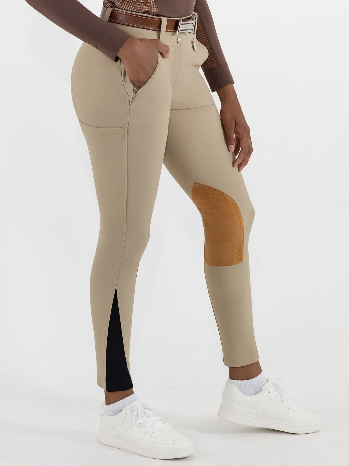 Dapplebay Sport Suede Knee Patch Breeches-Heritage Tan