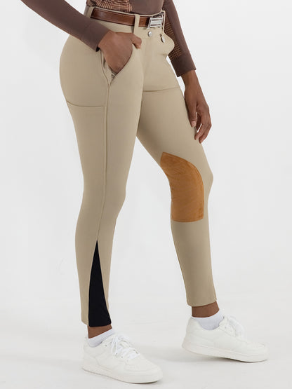 Dapplebay Sport Suede Knee Patch Breeches-Heritage Tan