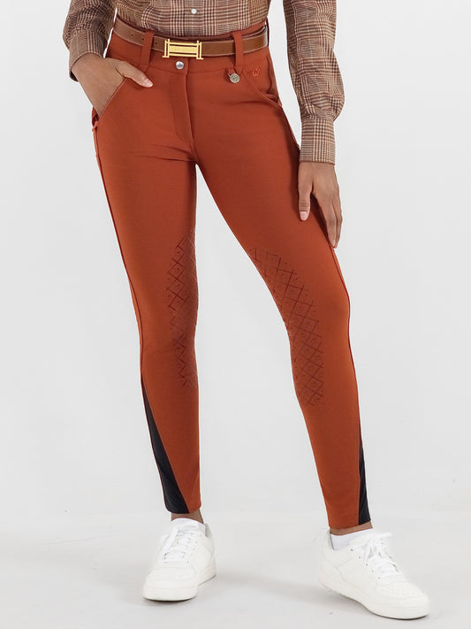 Dapplebay Sport Silicone Knee Patch Breeches-Rust