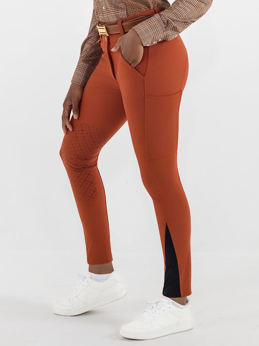 Dapplebay Sport Silicone Knee Patch Breeches-Rust
