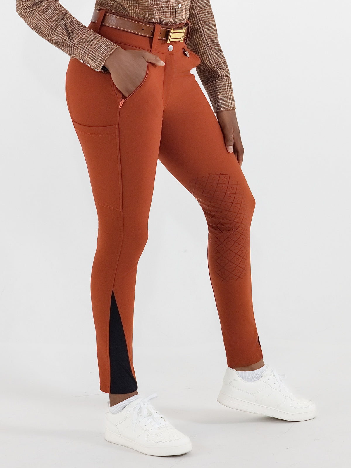 Dapplebay Sport Silicone Knee Patch Breeches-Rust