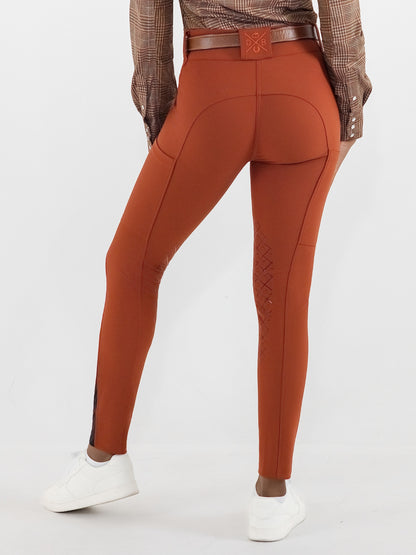 Dapplebay Sport Silicone Knee Patch Breeches-Rust