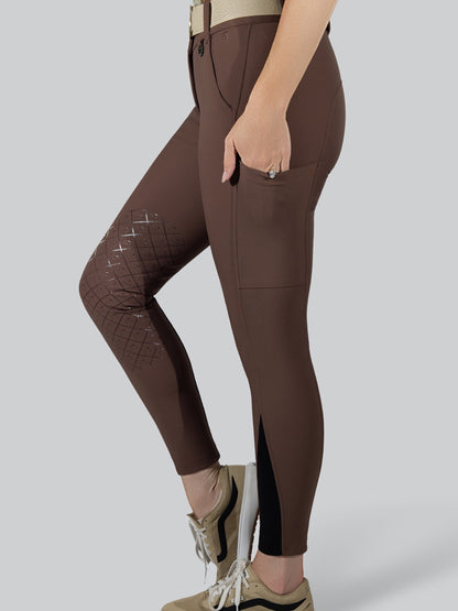 Dapplebay Sport Silicone Knee Patch Breeches-Chocolate