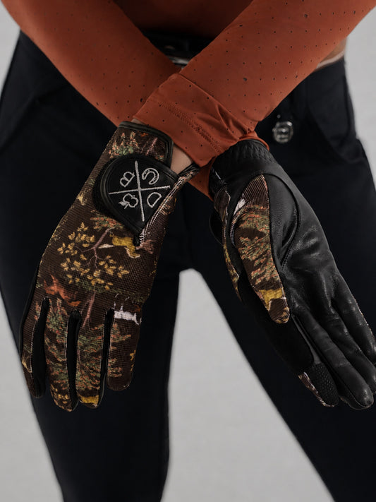Dapplebay Autumn Toile Riding Gloves-Black