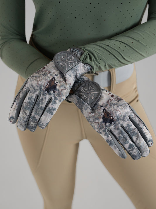 Dapplebay Hunt Tapestry Riding Gloves-Graphite