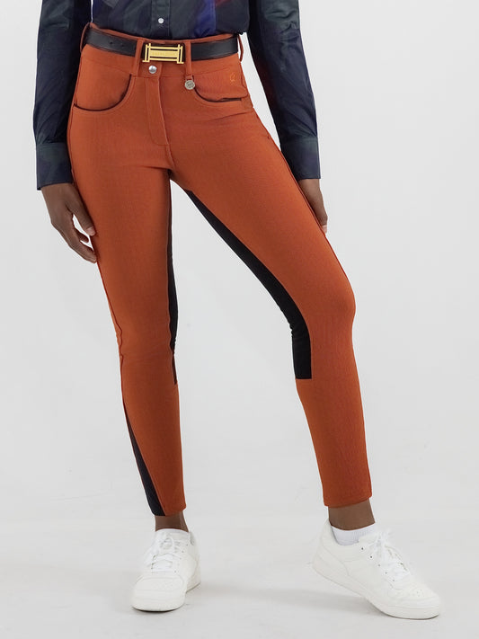 Dapplebay Pro Ribbed Full Seat Suede Breeches-Rust