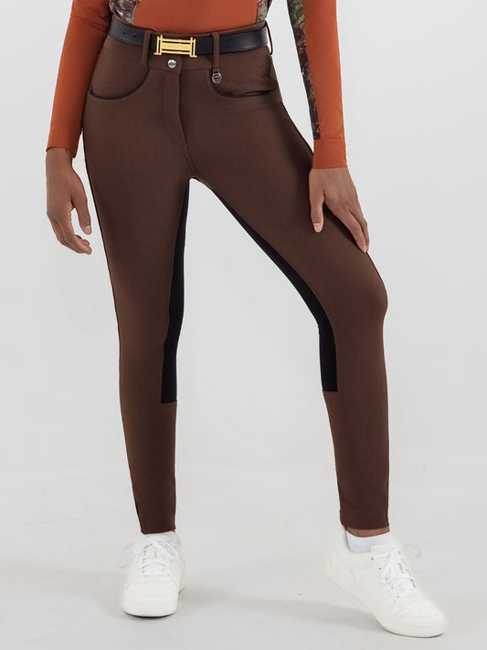 Dapplebay Pro Ribbed Full Seat Suede Breeches-Chocolate