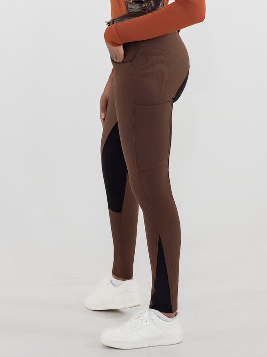 Dapplebay Pro Ribbed Full Seat Suede Breeches-Chocolate