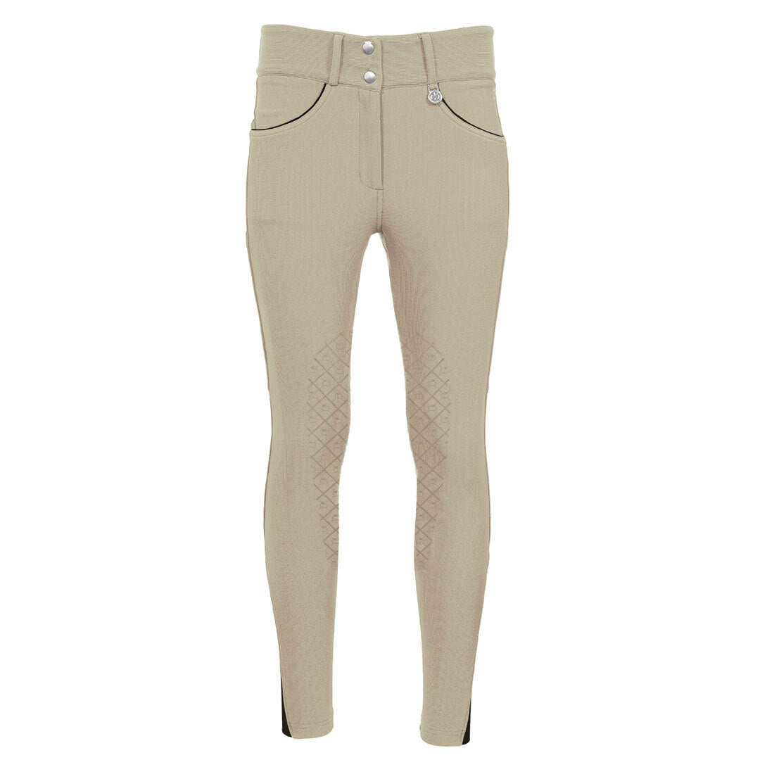Dapplebay Pro Ribbed Silicone Knee Patch Breeches-Heritage Tan