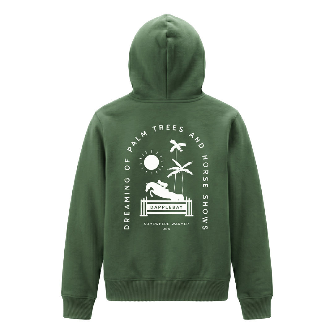 Dapplebay Kids Palm Trees & Horse Shows Hoodie-Rosemary