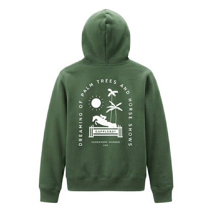 Dapplebay Kids Palm Trees & Horse Shows Hoodie-Rosemary