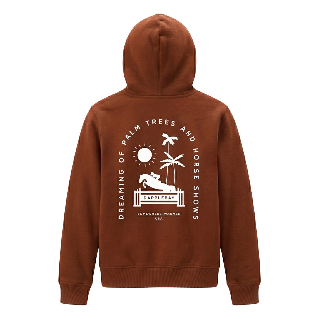 Dapplebay Kids Palm Trees & Horse Shows Hoodie-Rust