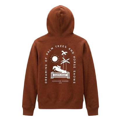 Dapplebay Kids Palm Trees & Horse Shows Hoodie-Rust
