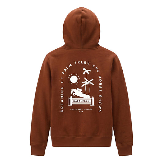 Dapplebay Kids Palm Trees & Horse Shows Hoodie-Rust