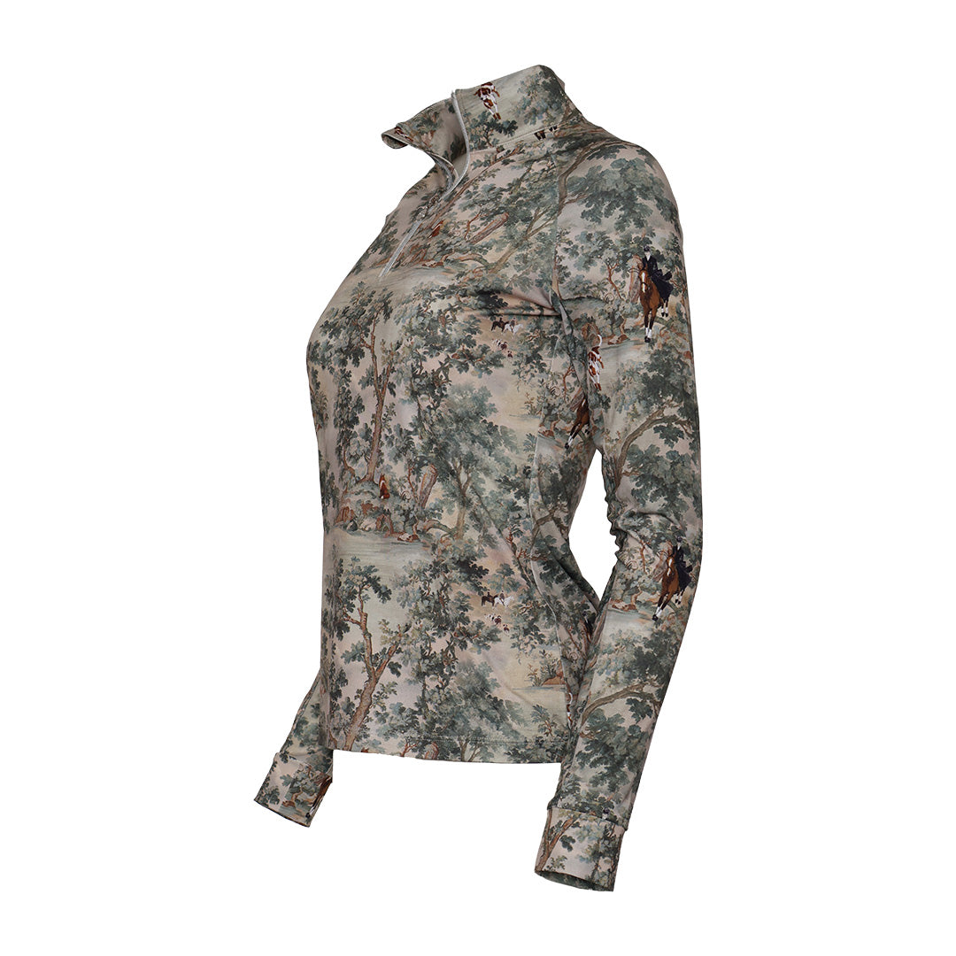 Dapplebay Hunt Tapestry 1/4 Zip LS Riding Top