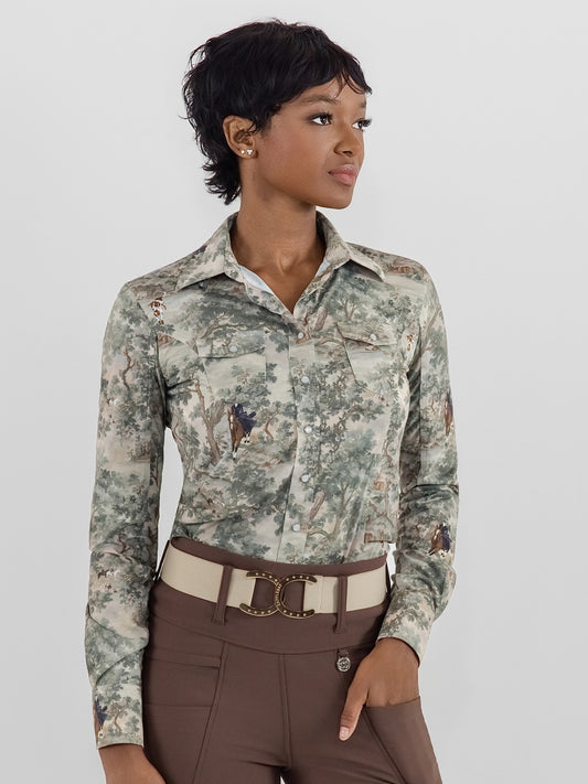 Dapplebay Hunt Tapestry Western Riding Top-Multi