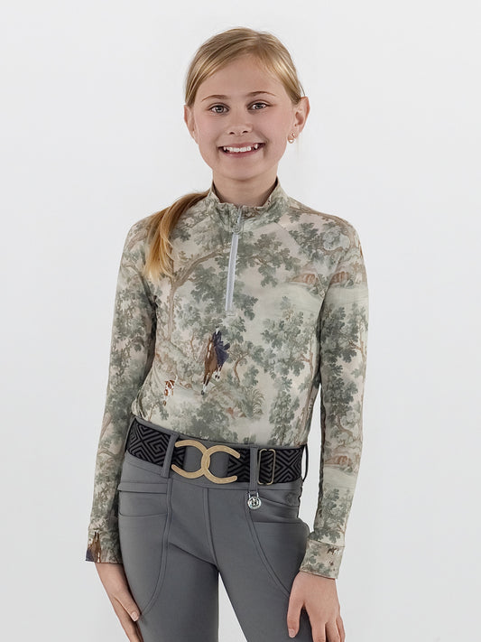 Dapplebay Kids Hunt Tapestry 1/4 Zip LS Riding Top