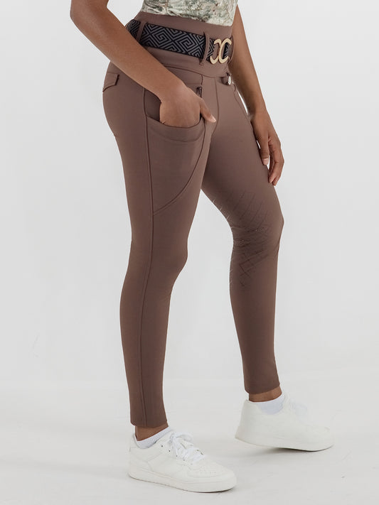 Dapplebay Winter Essential Silicone Knee Patch Tights-Chocolate