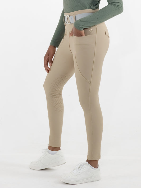 Dapplebay Winter Essential Silicone Knee Patch Tights-Heritage Tan
