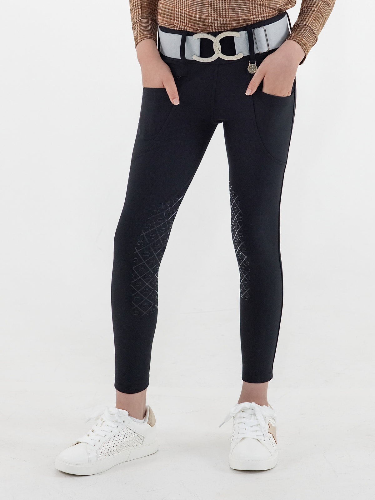 Dapplebay Kids Winter Essential Silicone Knee Patch Tights-Black