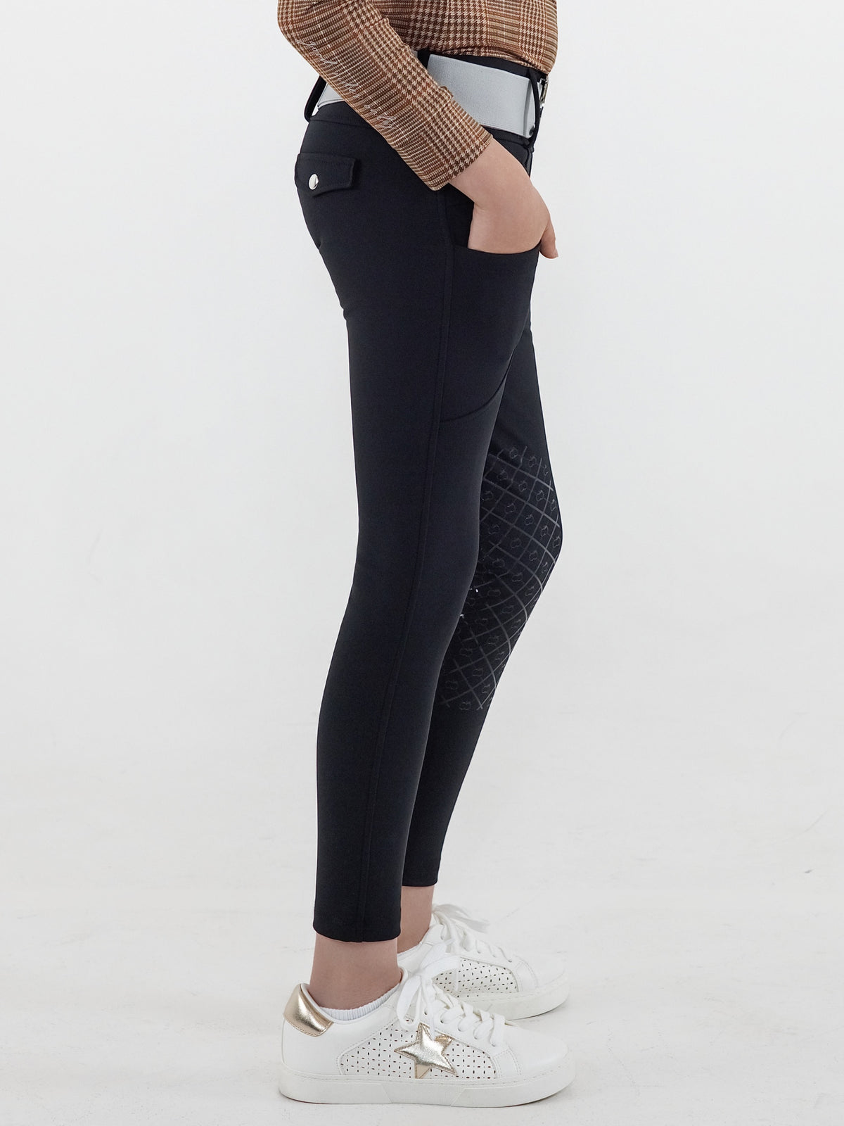 Dapplebay Kids Winter Essential Silicone Knee Patch Tights-Black