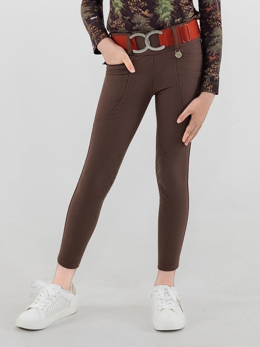 Dapplebay Kids Winter Essential Silicone Knee Patch Tights-Chocolate