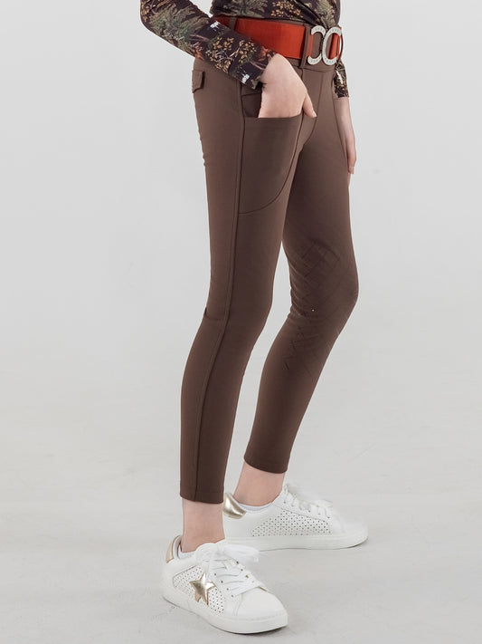 Dapplebay Kids Winter Essential Silicone Knee Patch Tights-Chocolate