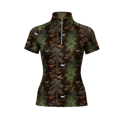Dapplebay Autumn Toile 1/4 Zip SS Riding Top-Dark Bay
