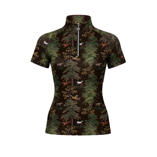 Dapplebay Autumn Toile 1/4 Zip SS Riding Top-Dark Bay