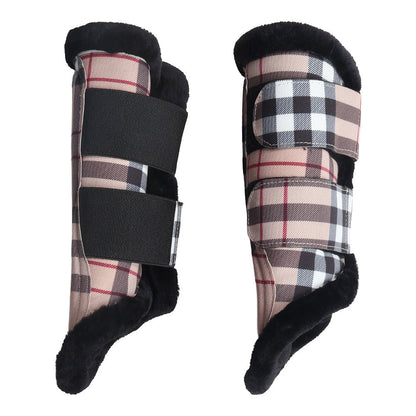 Dapplebay Holiday Plaid Brush Boots-Tan
