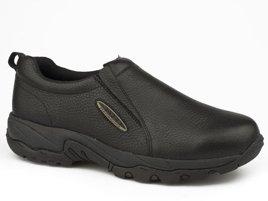 Roper Mens Black Tumbled Leather Slip On Slipon