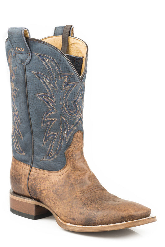 Roper Mens Burnish Tan Vamp & Blue Shaft Boots