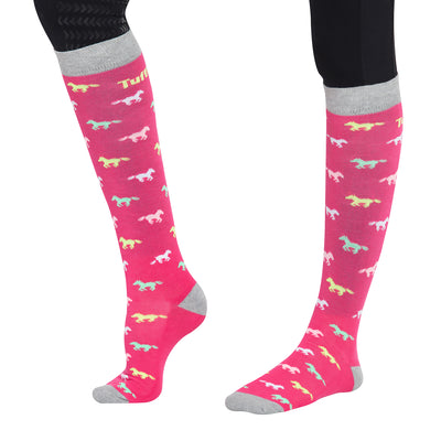 TuffRider Ladies Flamingo/Boat/Horse Knee Hi Socks - 3 Pac_1589