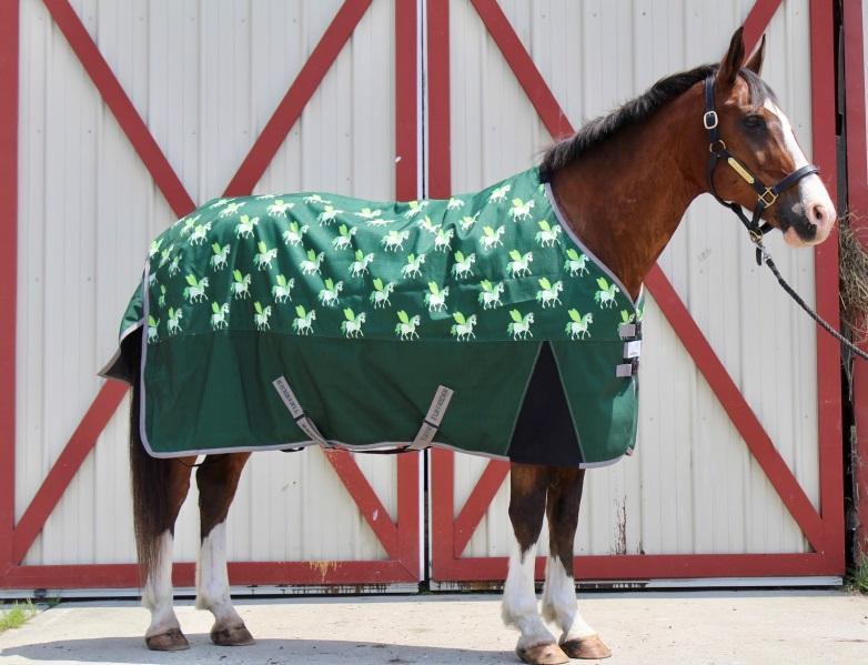 TuffRider 1200D Ripstop 220 GMS Polyfill Pony Horse Print Standard Neck Two Tone Turnout Blanket_1