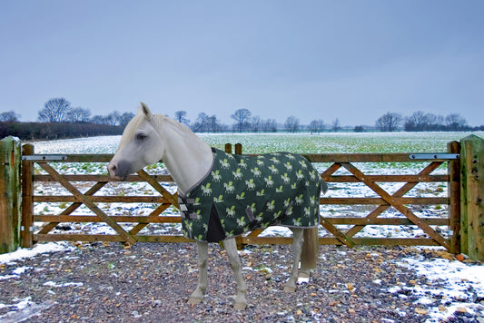 TuffRider 1200D Ripstop 220 GMS Polyfill Pony Horse Print Standard Neck Two Tone Pony Turnout Blanket_3007