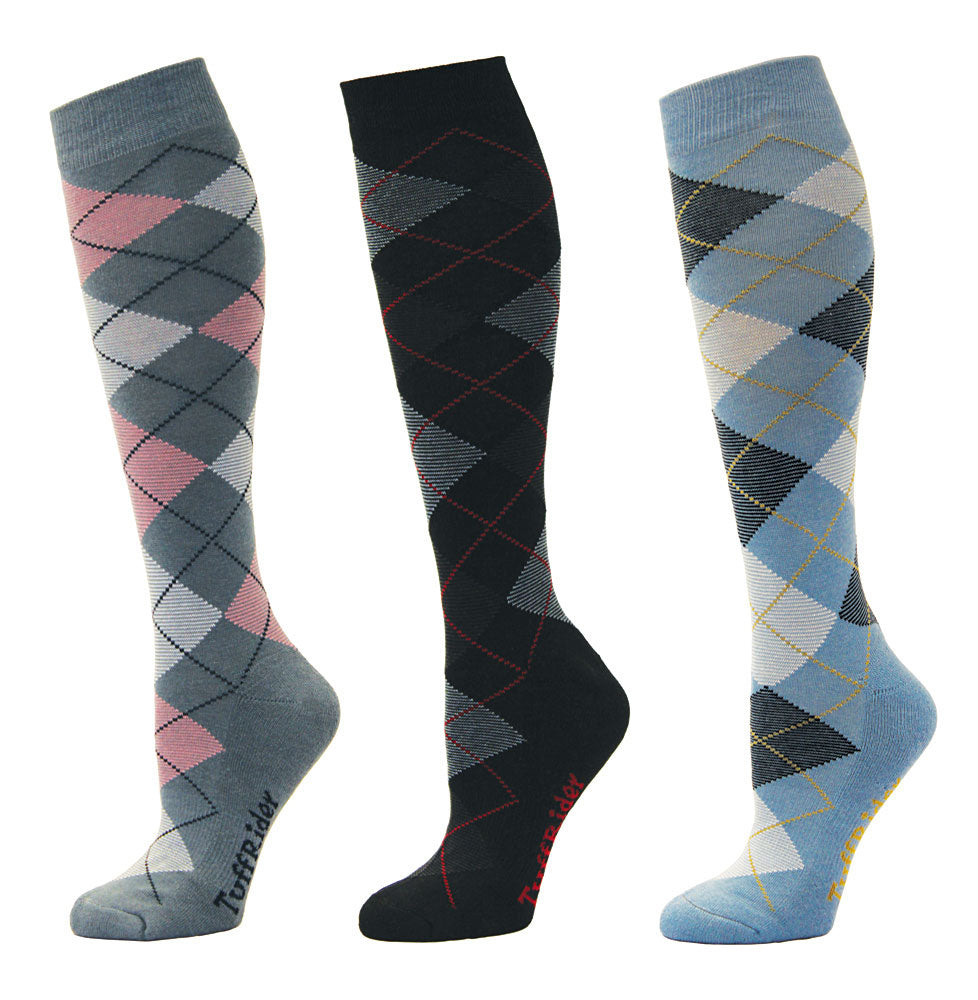 TuffRider Ladies Bamboo Argyle Knee Hi Socks - 3 Pack_1674