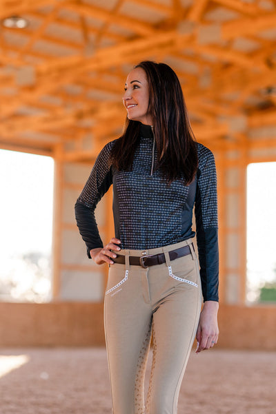 Equine Couture Women Nicole Full Silicone Printed Seat Breeches in White