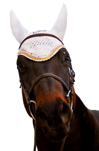 Equine Couture Fly Bonnet with Gold Chain_3010